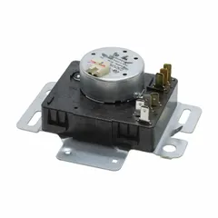 OEM replacement dryer timer for controlling drying cycle duration and sequencing in compatible clothes dryers. Manages heat, drum rotation, and shut-off timing. Suitable for residential laundry appliances.
