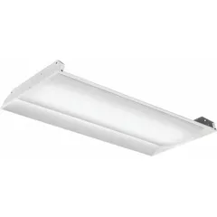 This 2 ft. x 4 ft. LED center-basket troffer is designed for recessed ceiling installations in suspended-grid ceilings. It delivers 4,086 lumens of 4000K neutral-white light at 31.7 watts, operating on 120 to 277V AC. The fixture accommodates (3) T8 lamps and does not include an emergency backup.