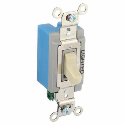 BRYANT Wall Switch: Toggle Switch, Single Pole, Maintained, Ivory, 120/277V AC - Toggle Wall Switches