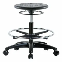 APPROVED VENDOR Polyurethane Lab Stool, Black, 17 3/4" to 25 1/2" Height, 13" Seat
