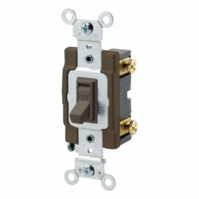 LEVITON Wall Switch: Toggle Switch, Single Pole, Maintained, Brown, 120/277V AC - Toggle Wall Switches