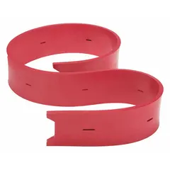 This TENNANT rear squeegee blade is a rubber replacement component for floor cleaning machines. It is designed for machines with a 48-inch cleaning width and has an overall length of 5 1/4 ft. The red blade wipes water and debris from floors during scrubbing, leaving a dry, clean surface.