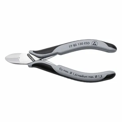 KNIPEX Electronics Diagonal Cutters: ESD-Safe, Flush, Straight, Oval, 5 1/4 in Overall Lg - ESD-Safe Flush-Cut Pliers