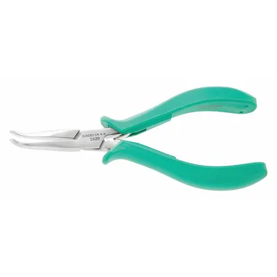 EXCELTA Bent Long Nose Plier: ESD-Safe, 1/2 in Max Jaw Opening, 5 3/4 in Overall Lg - Bent Needle-Nose Pliers