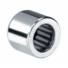 Single-row drawn-cup needle roller bearing with full complement design (no cage) for maximum roller count. Bore 9/16 in, OD 3/4 in, open type, made of alloy steel. Suitable for applications with limited radial space requiring high load capacity, such as gearboxes, pumps, and conveyor systems.