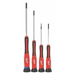 This 4-piece screwdriver set includes Phillips and slotted tip drivers with cushion grips for reduced hand fatigue. Suitable for general assembly, maintenance, and repair tasks in industrial and commercial settings.