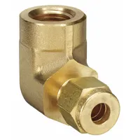 PARKER Compression Fitting Elbow: 1/4 in OD x 1/4 in Pipe Size, Compression x FNPT, Brass (MPN 4FEL4N-B)