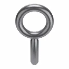This steel plain eye bolt blank has a 2 1/2 in shank length and a 1 in eye inside diameter. Designed without a shoulder, it is intended for lifting and rigging applications where a threaded anchor point is needed. The blank design allows for custom threading or welding. Nut not included.