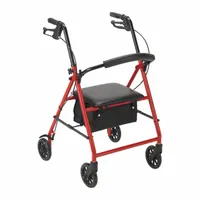 FIRST VOICE Rollator: 250 lb Load Capacity, 31 in, Aluminum, Black/Red (MPN MDS86850E)