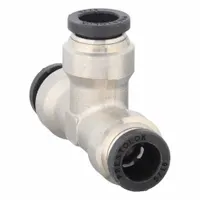 PARKER Push-Fit Tee Fitting: 5/16 in OD x 5/16 in OD x 5/16 in OD Size, Brass, 1 15/16 in Overall Lg (MPN 164PLP-5)