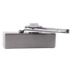 This LCN 4040XP door closer is a Grade 1 heavy-duty aluminum unit with parallel arm mounting for push-side installation. It features an adjustable spring size 6 and non-hold open operation, suitable for interior or exterior commercial doors. The 12 1/8-inch closer is ADA compliant and designed for applications requiring reliable door control without hold-open function.