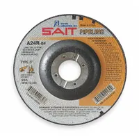 SAIT Cut-Off & Grinding Wheel: Type 27, 4 1/2" x 1/8" x 7/8", Aluminum Oxide, 24 Grit, A24R Pipeline (MPN 22030)