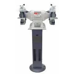 This variable-speed pedestal grinder is powered by a 1 1/2 hp motor operating at 2,400 RPM. It accepts wheels up to 10 inches in diameter and runs on 115/240V power. Suitable for deburring, sharpening, and surface preparation in metalworking and fabrication applications.