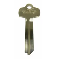 Key Blank: Compatible with BEST Locks, E Keyway Type, Key ID # KS208, 0 Pins, Brass, Nickel Plated (MPN 1A1E1KS208KS800)