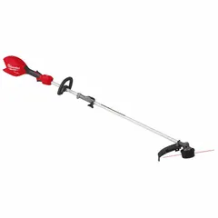 Straight-shaft battery-powered string trimmer with 16 in cutting width and 70-1/2 in shaft length. Designed for trimming grass and weeds along fences, walls, and garden beds.