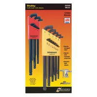 BONDHUS Hex Key Set: 16 or More Pieces, L, Metric and SAE, Single Ball End, Long, 22 Pieces, 1 Tips (MPN 20599)