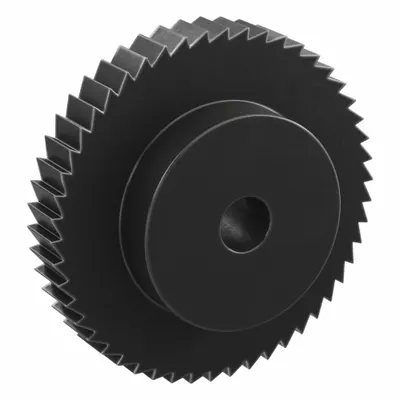KHK GEARS Ratchet Gear: 6.28 Pitch, 50 Teeth, 15 mm Bore Dia, Black Oxide-Coated Steel - Metric Ratchets with Hub