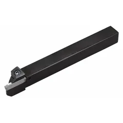 Indexable toolholder for external grooving and parting operations on lathes and turning centers. Designed for use with compatible carbide inserts to produce grooves, undercuts, and cutoff features in metal workpieces.