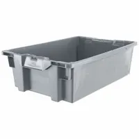 ORBIS Stacking and Nesting Tote: 7.5 gal, 23 5/8 in x 15 3/4 in x 7 1/8 in, Gray, Lid Not Included (MPN GS6040-18 Grey)
