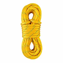 This static double braid rope is constructed from nylon with a 5/8 in diameter and a working load limit of 1,940 lb. Suitable for rigging, climbing, and load-securing tasks where low stretch and high strength are required.