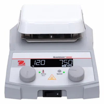 OHAUS Hot Plate Stirrer: US Std Plug Type, 1 Positions, 4 in Plate Wd, 4 in Plate Lg - Single-Position Hot Plate Stirrers