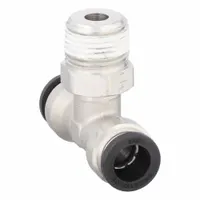 PARKER Push-Fit Tee Fitting: 3/8 in OD x 3/8 in OD x 3/8 in Pipe Size, Brass, 2 1/32 in Overall Lg (MPN W172PLP-6-6)