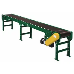 This high-capacity roller bed belt conveyor has a 30-inch belt width and a maximum load capacity of 2,450 lb. It operates at a fixed speed of 60 fpm and is powered by 480 V AC. The conveyor is suited for industrial material handling, packaging, and assembly lines requiring consistent, non-adjustable transport. Manufacturer part number: RB190 30B12RE1/2A3I6-60V480M25.