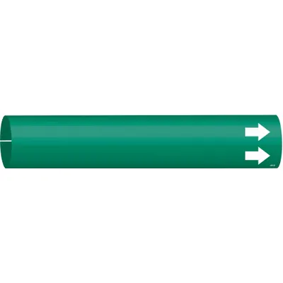 BRADY Pipe Marker: Green, White, Fits 1 1/2 to 2 3/8 in Pipe O.D., 1 Pipe Markers - Blank Snap-On Pipe Markers