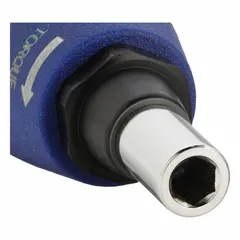 This click-type preset torque screwdriver from WILLIAMS features a 1/4 in tip and a torque range of 4 lb-in to 40 in-lb. It provides an audible click when the set torque is reached, ensuring accurate tightening in assembly and maintenance tasks.