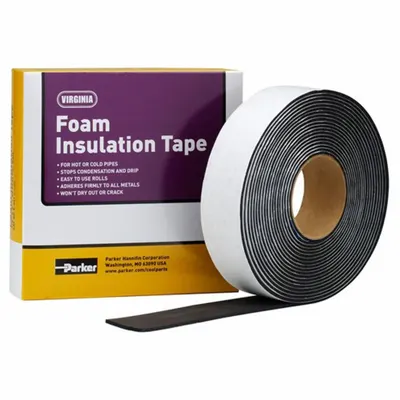 VIRGINIA Foam Tape: Continuous Roll, 2 in Roll Wd, 10 yd Overall Roll Lg, 125 mil Thick - Sealing Foam Tape