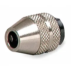 This keyless chuck from DREMEL enables quick bit changes without tools. It has a 1-inch overall length, a 1/8-inch shank diameter, and accepts bits up to 3/4-inch diameter. Suitable for precision grinding, cutting, and polishing in metalworking, woodworking, and hobbyist applications.