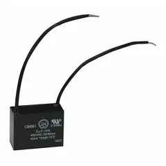 Motor replacement capacitor, type 2304201982000, for use with Dayton motor models 1RKT2, 1RKT3, 1RKT4, 1RKT5, 1RKT9, and 1RKU2. Supports starting or running electric motors in industrial equipment to maintain torque and efficiency.