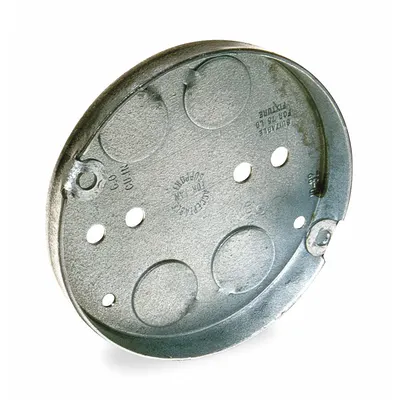 RACO Electrical Box: Steel, Steel Material & Nominal Size, Round, 2 Gangs, 1/2 in Box Dp - Ceiling Electrical Boxes