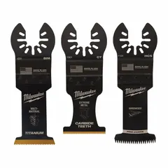 This set includes three blades with a straight, universal open-back OIS connection. It contains one 1-3/8" HCS Japanese tooth blade for cutting wood, drywall, and plastics. Suitable for flush-trimming and cutting in tight spaces.
