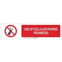 Sign Slider Insert: Use Of Cellular Phones Prohibited, Aluminum, White, Black/Red (MPN 140817)