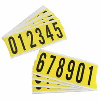 Number Label Set: 3 in Character Ht, Indoor Only, Non-Reflective, Gothic, Black, 0 to 9, Die Cut (MPN 3450-# KIT)