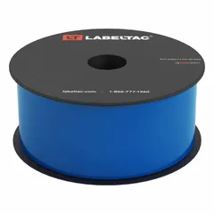 Continuous label roll for LabelTac Pro 2 printer. 2 in x 150 ft, blue gloss vinyl, indoor/outdoor rated. Used for industrial labeling such as pipe marking, safety signage, and equipment identification.
