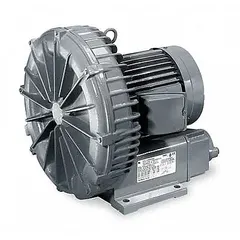 This 1-stage regenerative blower from FUJI ELECTRIC is driven by a 0.16 hp three-phase motor (200-230/460V AC, 0.53-0.52/0.27-0.26 A). It delivers a maximum operating pressure of 26.4 in wc and a maximum vacuum of 25 in wc, with female NPT connections. Suitable for low-pressure air movement in industrial applications such as aeration, vacuum lifting, and pneumatic conveying.