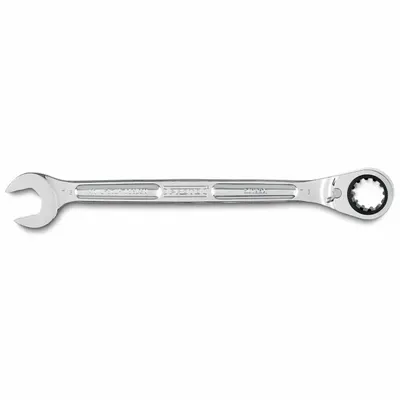 PROTO Combination Wrenches: Alloy Steel, Full Polish Chrome, 7/8 in Head Size - SAE Spline Ratcheting Combination Wrenches
