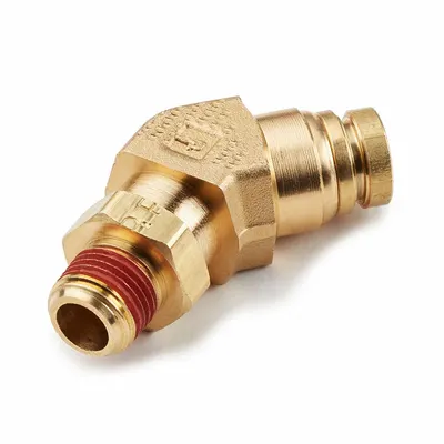 PARKER Push-Fit Elbow Fitting: 1/4 in OD x 1/4 in Pipe Fitting Size, Push-to-Connect x MNPT - Brass Air Brake Fittings