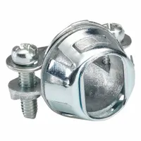 Straight snap-in connector for terminating and securing AC/MC cable to junction boxes or enclosures. Die cast zinc construction with silver finish, non-insulated, and features a 2-screw strap. NRTL Listed. Trade size 3/8 in