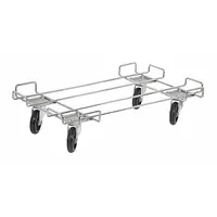 APPROVED VENDOR Dolly Base: Garbage Bins, 20 in x 48 in x 7 1/2 in, Rubber, Chrome, Steel, Steel