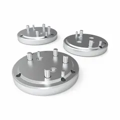 Tool coupler for end-of-arm tooling interfaces, connecting Schunk, Vektek, and Zimmer grippers. Compatible with PQ0, PQ180, PQ90, and PQ9020 models. Enables quick tool changes in automated manufacturing and robotic workcells.