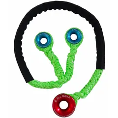 Polyester rope sling with fixed ring-to-ring configuration. Rope diameter 3/4 in, length 5 ft, working load limit 3,780 lb. Green color. Used for lifting and rigging in material handling, construction, and maintenance.