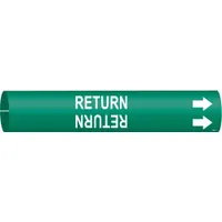 Pipe Marker: Return, Green, White, Fits 3/4 to 1 3/8 in Pipe O.D., 1 Pipe Markers, With Arrows (MPN 4120-A)