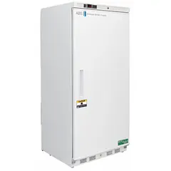 This upright lab freezer provides 17 cubic feet of storage capacity with a temperature range of -25°C to -15°C. It features manual defrost and a right-hinged door. Suitable for general laboratory storage of samples, reagents, and biological materials that require consistent sub-zero temperatures.