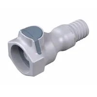 Quick Connection Coupling: Straight, 3/4 in ID Size, Quick-Disconnect Coupler x Barbed, Gray (MPN 98700)