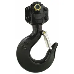 This bottom hook assembly is designed for use with Dayton lever chain hoists. It includes a safety latch and supports a compatible load capacity of 6,000 lb. Suitable for lifting and rigging applications in material handling and industrial maintenance.