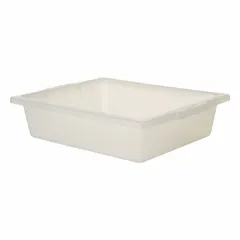 Rectangular lab tray made of polypropylene with a 20 L capacity. Overall dimensions: 21 3/8 in length by 17 1/8 in width. Used for drying and sterilizing instruments and labware in laboratory settings.