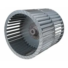 This Dayton dual-inlet forward-curved blower wheel is constructed from steel and features a 24 7/8 in diameter, 25 in width, and 1 9/16 in bore. It supports both clockwise and counterclockwise rotation. Designed for use in air-handling units, furnaces, and exhaust systems, it provides high airflow at low static pressure.